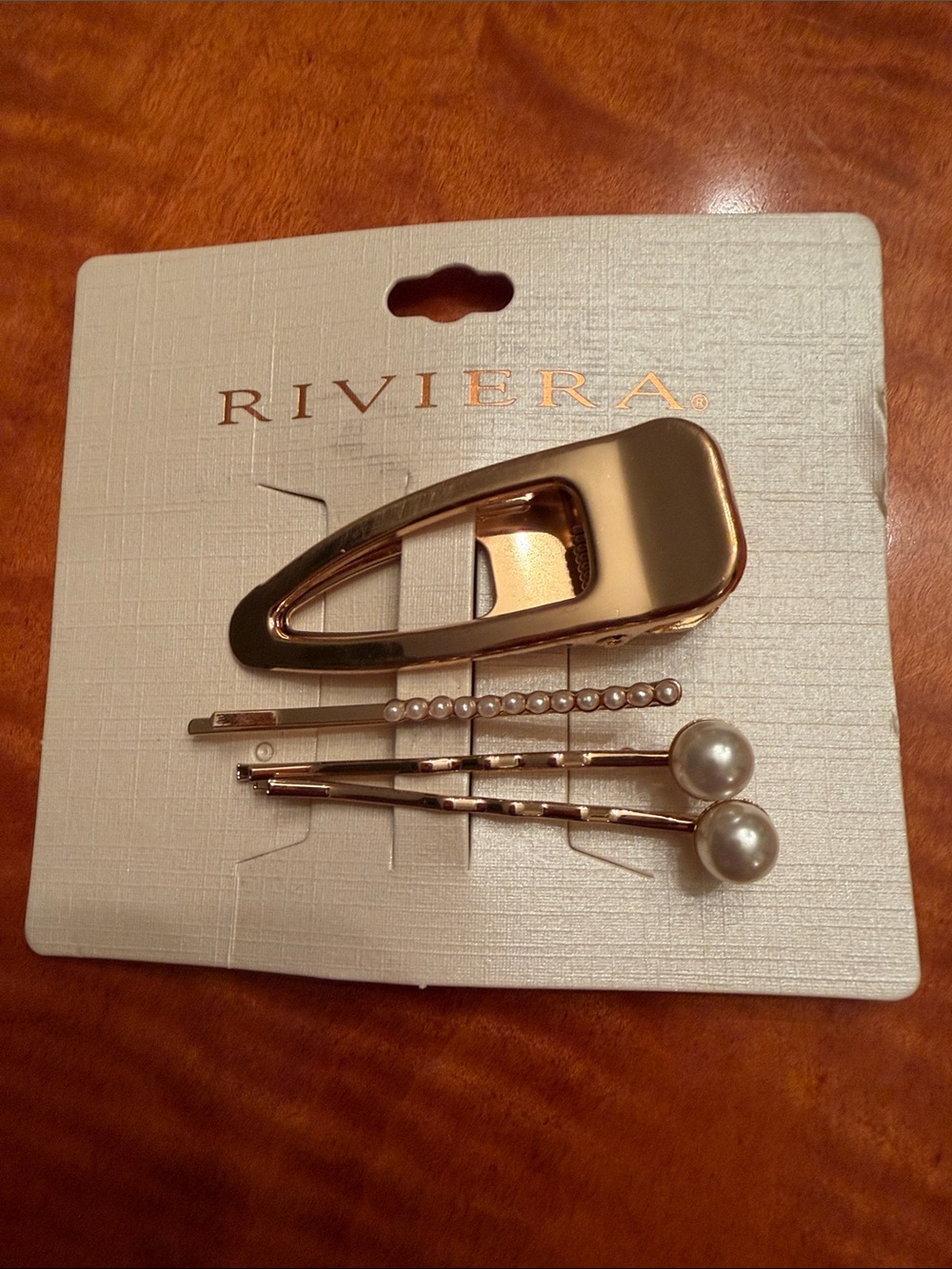 Riviera Rose Gold Pearl Hair Clip Set of4